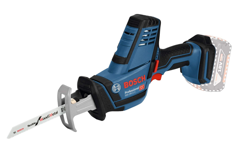 Bosch Professional 18V System Akku Säbelsäge GSA 18 V-LI C (Compact Version, inkl. 3x Säbelsägeblatt, ohne Akku/Ladegerät, L-BOXX)