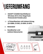 Canon MAXIFY GX2050 Tintenstrahldrucker 4-in-1 Multifunktionsgerät DIN A4 (Drucker, Scanner, Kopierer, Fax, ADF, 600x1200 DPI, WLAN, USB, 15/10 ISO-Seiten/Min., Duplexdruck, 250 Blatt Kassette) weiß
