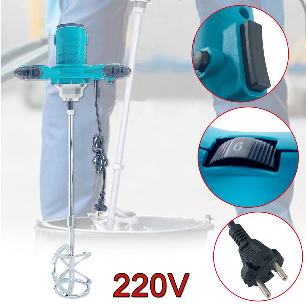 TABODD 2100W Rührwerk Mörtelrührer 220V, 800R/min 6 Stufen Handrührgeräte Mischer Rührer Rührgerät Mörtelrührer Betonrührer Mörtel Betonrührer, Blau