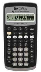 Texas Instruments BA II Plus Finanzrechner (Einzeiliges, 10-stelliges Display, Batteriebetrieb) Schwarz-Grau