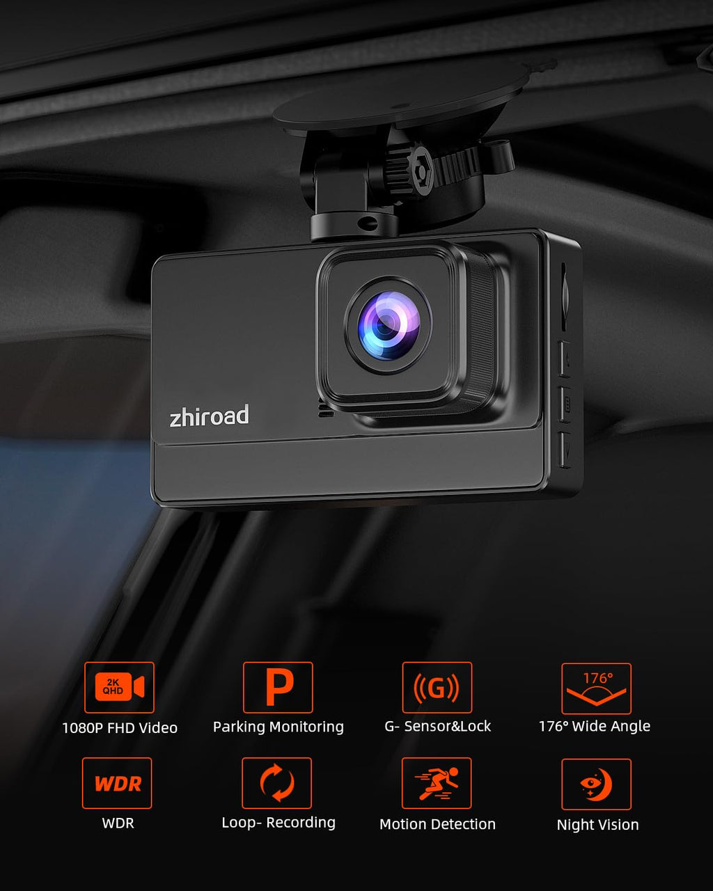 Dashcam Auto Vorne, 1080P FHD Dash cam mit Nachtsicht, WDR und 176° Weitwinkel Autokamera, 3" IPS-Bildschirm, Loop-Aufnahme, G-Sensor, Bewegungserkennung und Parkmodus, inklusive 32G SD-Karte