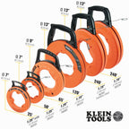 Klein Tools 56335 | Einziehband Federstahl 7,6 m | Elektriker Kabel-Einziehband mit Markierungen alle 30 cm | Strapazierfähig und flexibel | Griffiges, kompaktes Ziehband