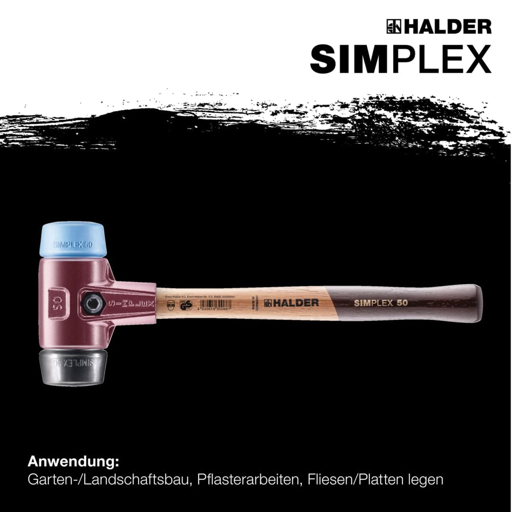 SIMPLEX-Schonhammer, TPE-soft/Gummikomposition; mit Tempergussgehäuse und hochwertigem Holzstiel | D=60 mm | 3012.060