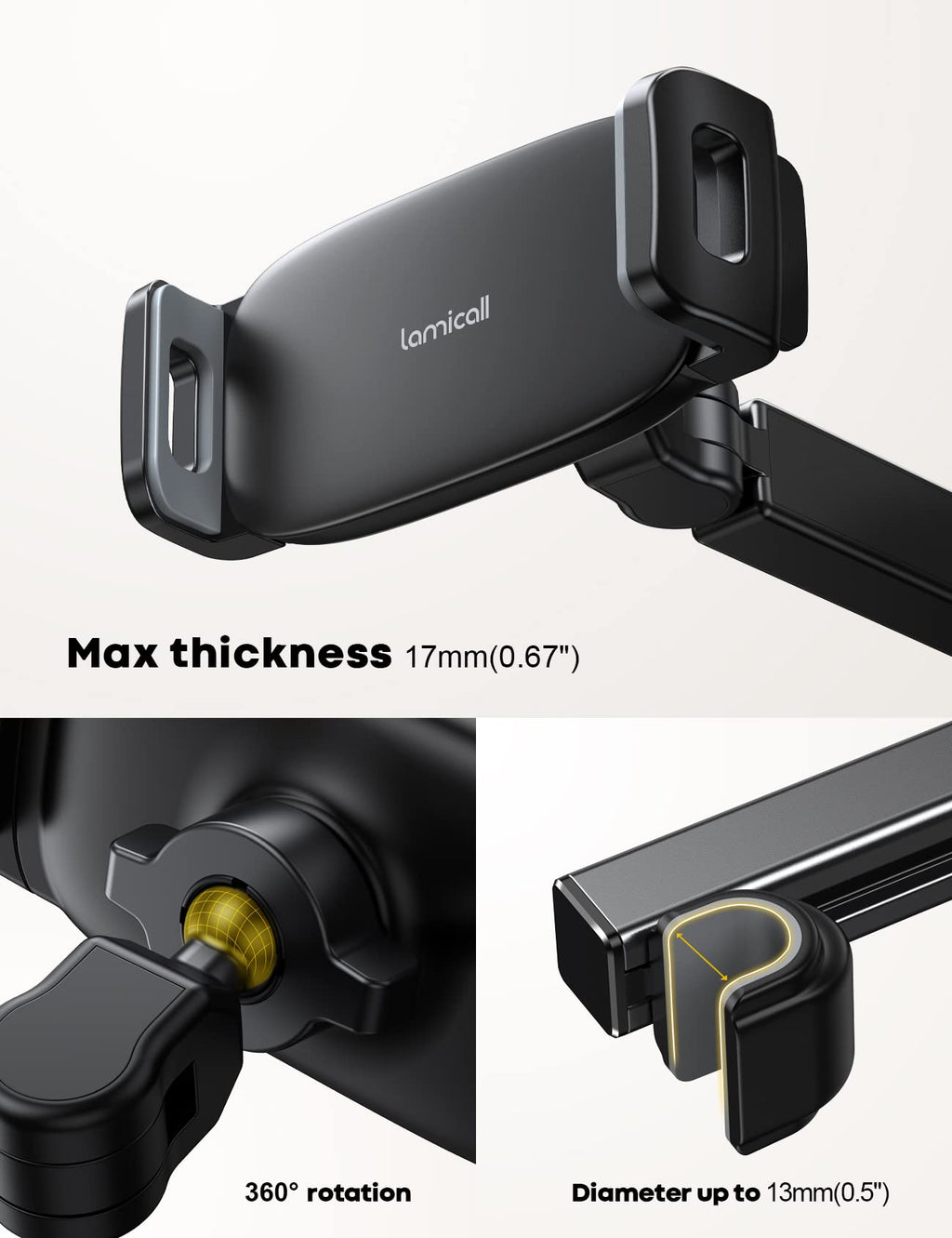 Lamicall Tablet Halterung Auto, Tablethalterungen Auto - Ausziehbar KFZ Tablet Halter Kopfstütze, Universal Tablet Kopfstützenhalter für iPad, für Switch, Samsung Tab, Smartphone & 4,7-11 Zoll Geräte