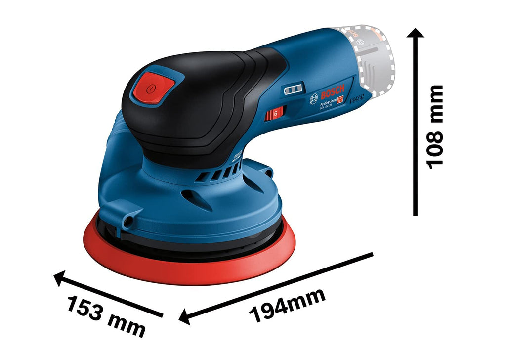 Bosch Professional 12V System Akku Exzenterschleifer GEX 12V-125 (inkl. Schleifteller (125mm), 1x Schleifpapier, Staubbeutel, ohne Akku/ Ladegerät)