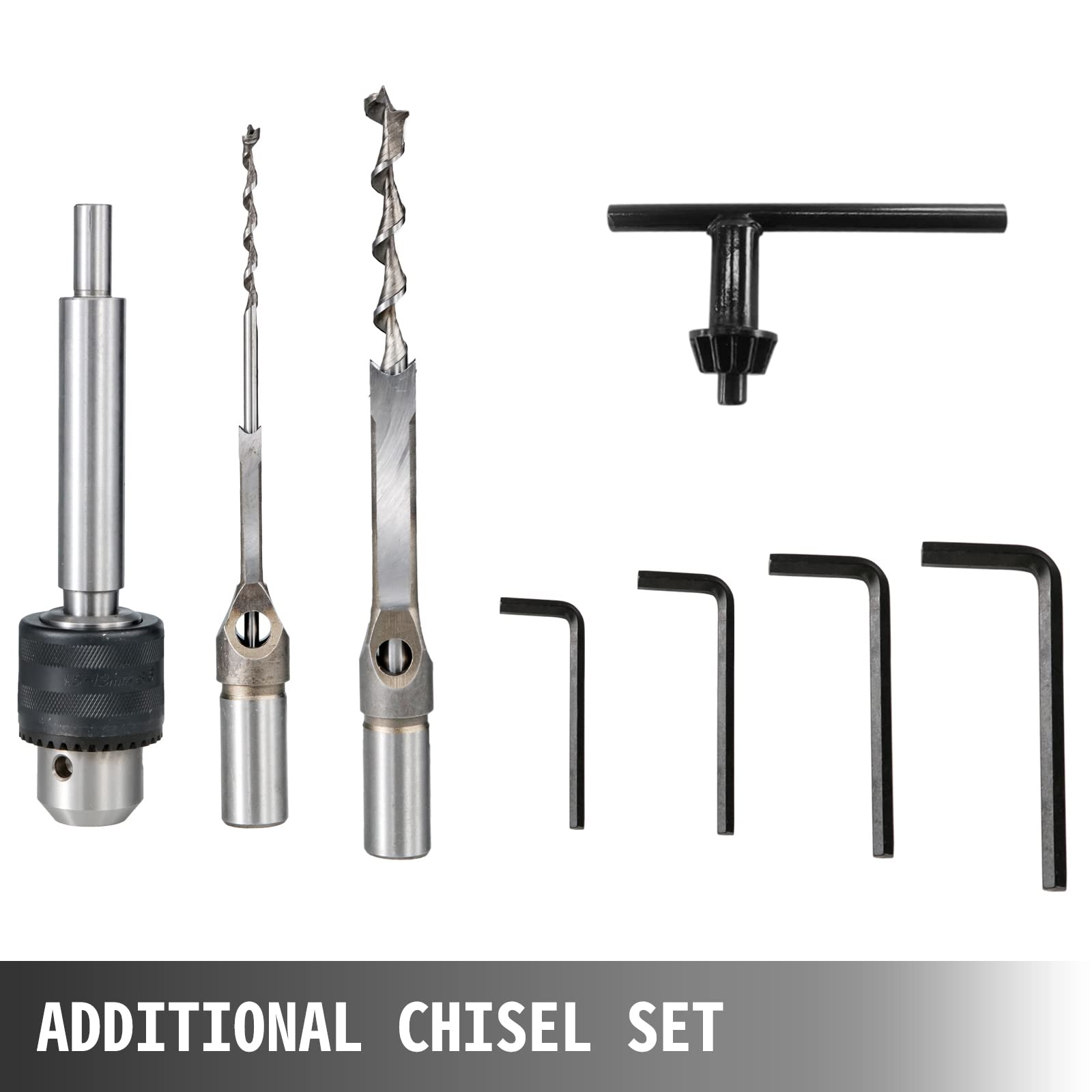 VEVOR Tischstemmmaschine, 750 W, 2800 U/min, Langlochbohrmaschine, Hohlstemmmaschine mit Meißel-Bit-Sets, Stemmmaschine für Holzarbeiten, zum Bohren runder oder quadratischer Löcher in Holz
