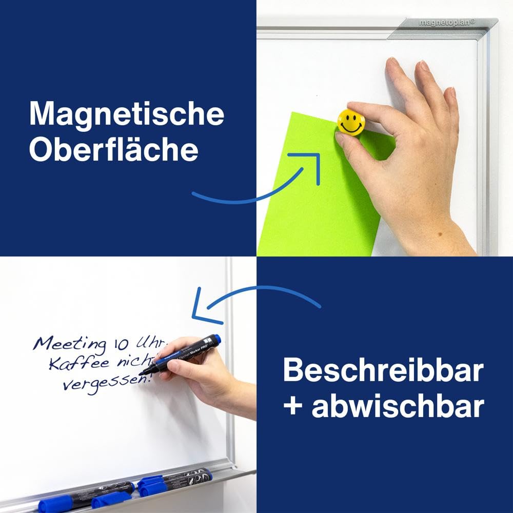 magnetoplan Design-Whiteboard SP | Magnettafel BxH 1800x1200 mm | Stabile, speziallackierte Stahloberfläche | Perfekte Schreibfläche | Bürobedarf | Memoboard für Büro- und Konferenzräume | Homeoffice