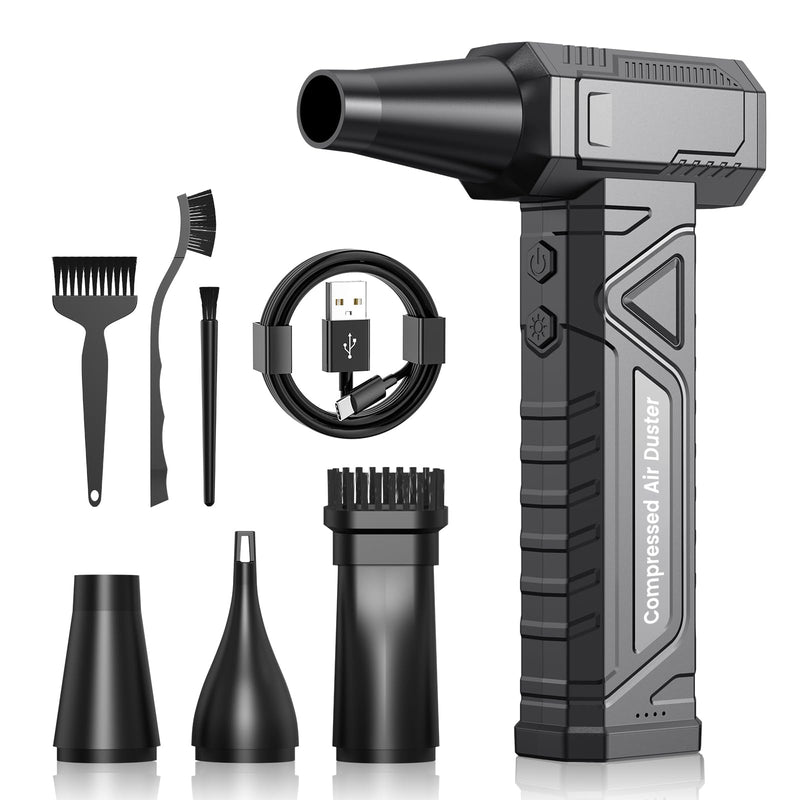Elektrische Staubgebläse Druckluftspray für PC Reinigung - Electric Air Duster 200000 RPM, 4-Gang Einstellbare Mini-Gebläse mit Akku, Luftgebläse für Tastatur, Haus, Outdoor, Auto, W18, Schwarz