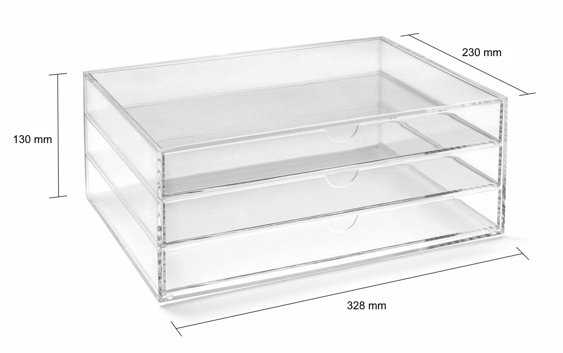 OSCO A3TSL Magazin mit 3 Schubladen aus klarem Acryl im Querformat farblos