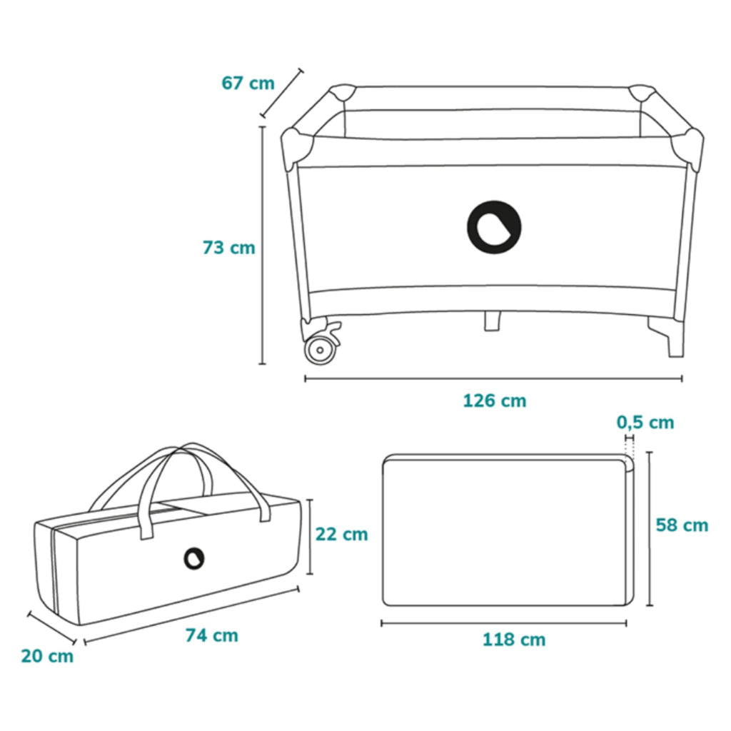 Lionelo Stefi Baby Kinderbett, Reisebett ab Geburt bis 15 kg, Seiteneingang, Sicherungssystem LockGuard, Blockade der Räder, Tragetasche, zusammenklappbar
