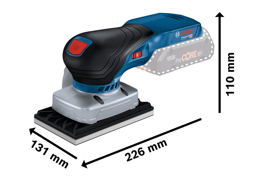 Bosch Professional 18V System Akku Schwingschleifer GSS 18V-13 (bürstenloser Motor, inkl. Staubbeutel, 3x Schleifplatte, 3x Schleifblatt, Lochwerkzeug, L-BOXX, ohne Akku/ Ladegerät)