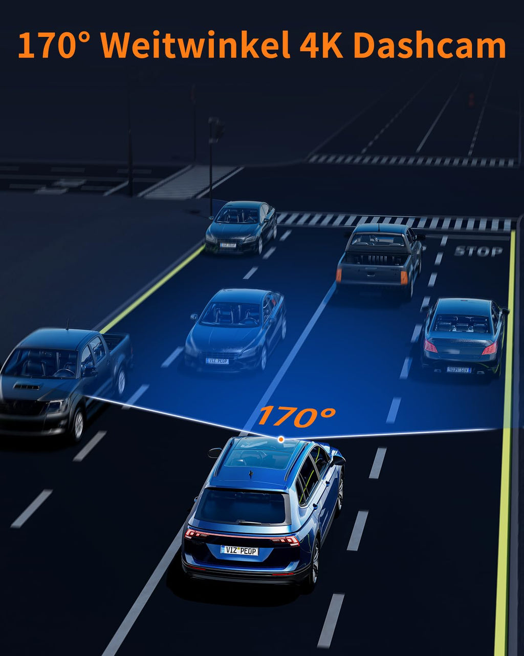 Volam Dashcam Auto Vorne Innen, 4K +1080p Dual Dash Cam mit Akku Parküberwachung, 1,5-Zoll-IPS-Bildschirm Mini-Autokamera mit IR-Nachtsicht, G-Sensor, Weitwinkel