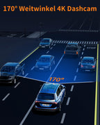 Volam Dashcam Auto Vorne Innen, 4K +1080p Dual Dash Cam mit Akku Parküberwachung, 1,5-Zoll-IPS-Bildschirm Mini-Autokamera mit IR-Nachtsicht, G-Sensor, Weitwinkel