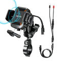 iMESTOU Kabellose USB-C Handyhalterung für Motorrad, Vibrationsdämpfend und Wasserdicht, 2,5 cm Kugel Qi Handyhalterung, Geeignet für 4,7"-7,2" mit max. 15mm Dicke Handys, Passend für 22–32 mm Lenker