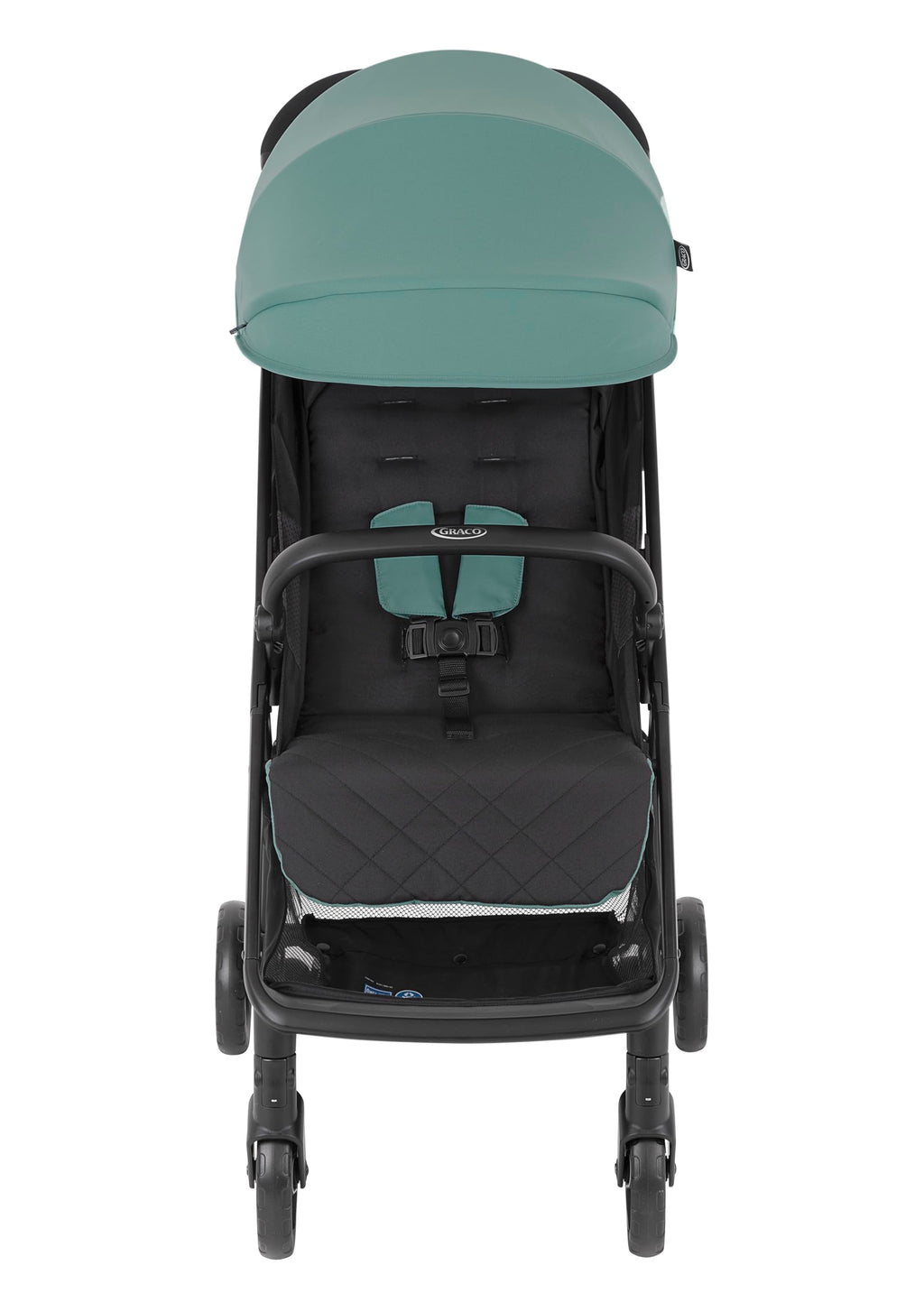 Graco Myavo™ Reisebuggy, ab Geburt bis ca. 4 Jahre (bis 22 kg), leicht, schnell zusammenklappbar, zusammengeklappt freistehend, großer Staukorb, inkl. Regenverdeck, Mint