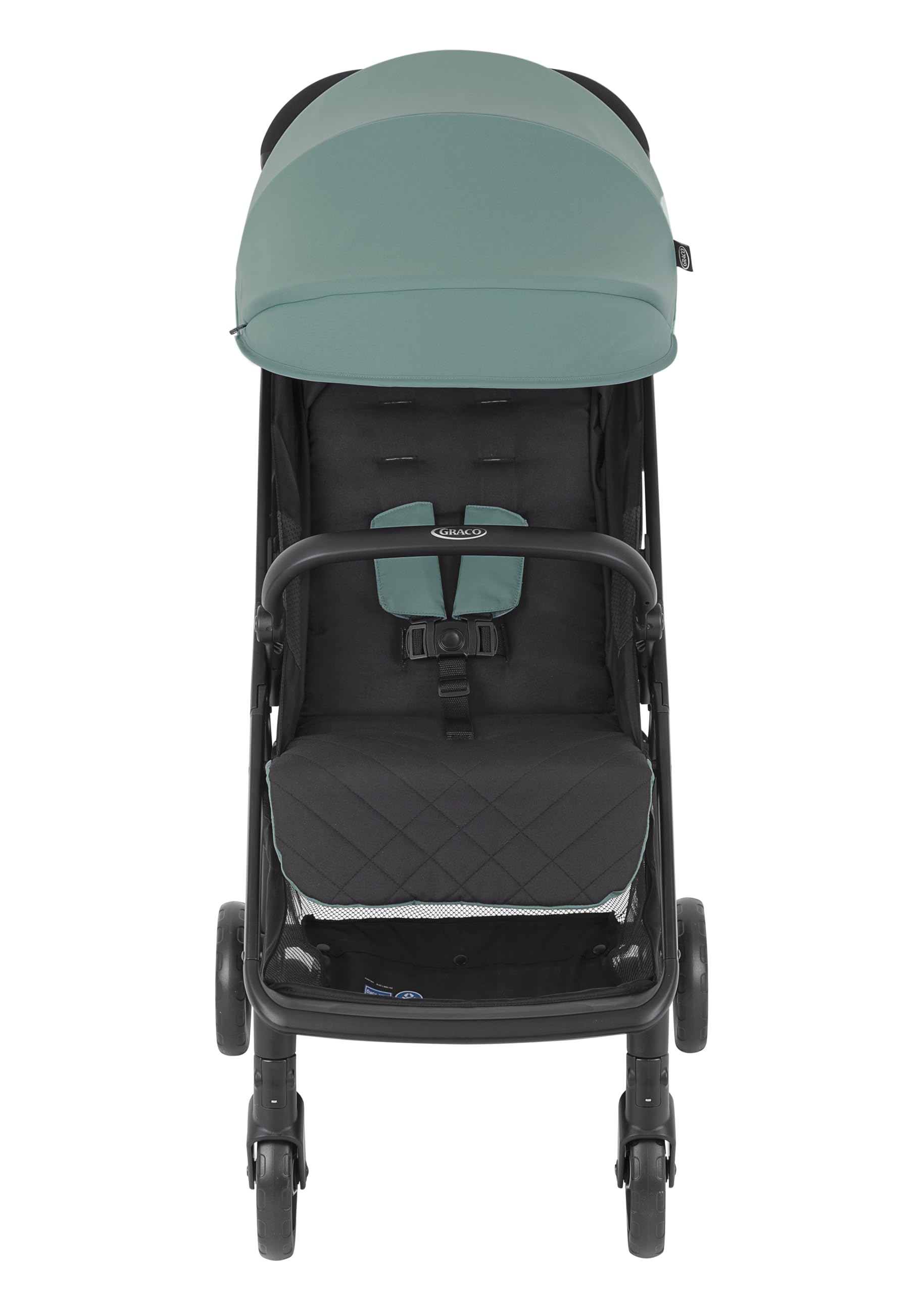 Graco Myavo™ Reisebuggy, ab Geburt bis ca. 4 Jahre (bis 22 kg), leicht, schnell zusammenklappbar, zusammengeklappt freistehend, großer Staukorb, inkl. Regenverdeck, Mint