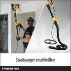 Powerplus Elektro-Trockenbauschleifer POWX0477-710W Elektrowerkzeug Schleifmaschine für Trockenbau - Wand und Deckenschleifer Schleifpapier Ø225mm - 1500min-1 - Teleskop - mit 12 Acc.