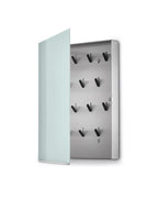 Blomus Schlüsselkasten -Velio- | Weiß | Glasmagnettafel mit 14 Schlüsselhaken | Größe 40 x 30 cm | Schlüsselbox aus Glas & Edelstahl