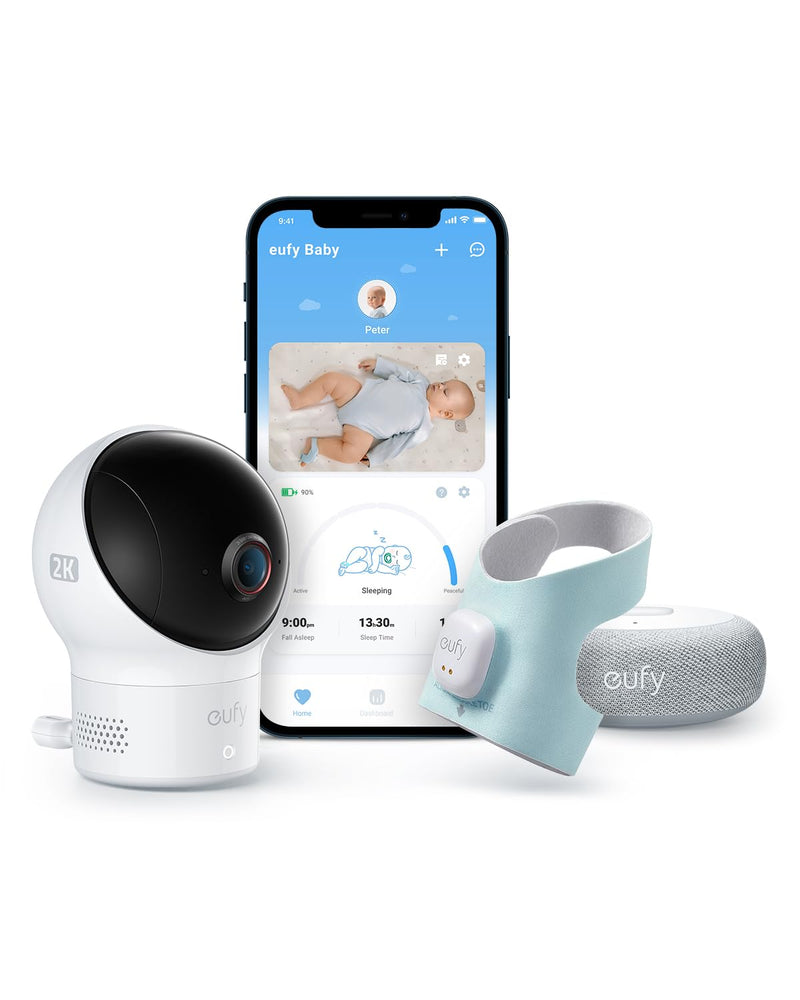 eufy Baby S340 Smart Sock Babyphone, 2,4 GHz WLAN, Schwenk- & Neigefunktion, Ohne Monatliche Gebühren