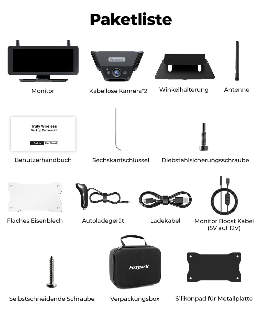 Zwei Solar Rückfahrkamera Kabellose Magnet : 2 Min DIY Installation 7,2 Zoll 1080P Dual Channel Monitor mit DVR Aufnahme Dual Rückfahrkameras Wohnmobil Camper Anhänger Pferdeanhänger
