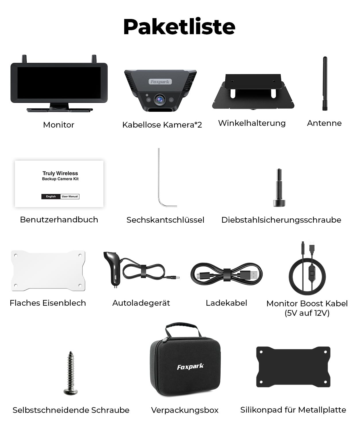 Zwei Solar Rückfahrkamera Kabellose Magnet : 2 Min DIY Installation 7,2 Zoll 1080P Dual Channel Monitor mit DVR Aufnahme Dual Rückfahrkameras Wohnmobil Camper Anhänger Pferdeanhänger