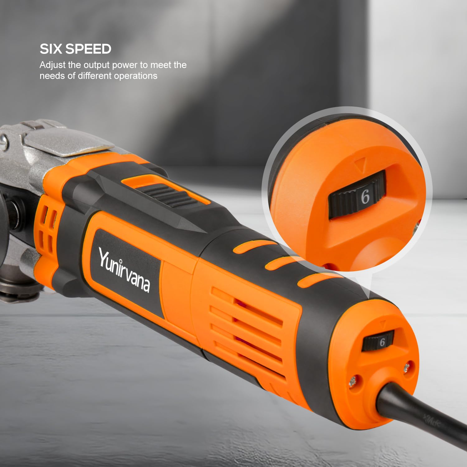 Yunirvana 400W Oszillierendes Multifunktionswerkzeug, oszillierend, 6 variable Geschwindigkeiten, 15.000 – 22.000 U/min, Oszillierender Winkel: 4 °, 28 Zubehörteile, Multiwerkzeug zum Schneiden