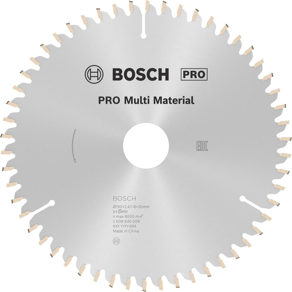 Bosch Professional Kreissägeblatt Multi Material zum Sägen in Multimaterial für Handkreissägen (Ør 190 mm), 2608640509, Farbe, Ø 190 mm / Bohrung 30 mm