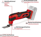 Einhell Akku-Multifunktionswerkzeug TC-MG 18 Li-Solo Power X-Change (Li-Ionen, 18 V, magnetische Werkzeugaufnahme, Drehzahl-Elektronik, inkl. Zubehör, ohne Akku und Ladegerät)