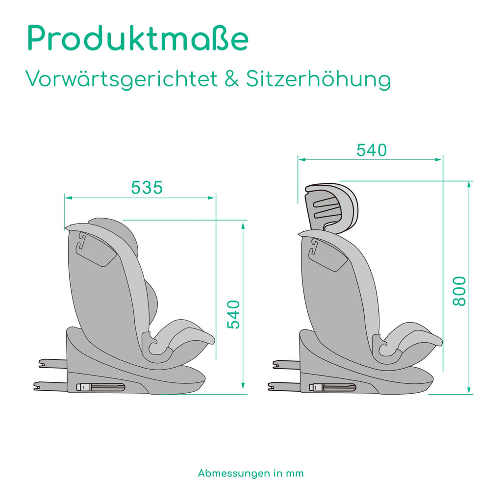 Bebeconfort RevolveFix 360 i-Size, Autositz 360 Drehbar, 0–12 Jahre, 40–150cm, ISOFIX Kindersitz, Top-Tether-Installation, 360°-Drehung, 6 Liegepositionen, 12 Kopfstützenpositionen, Full Black
