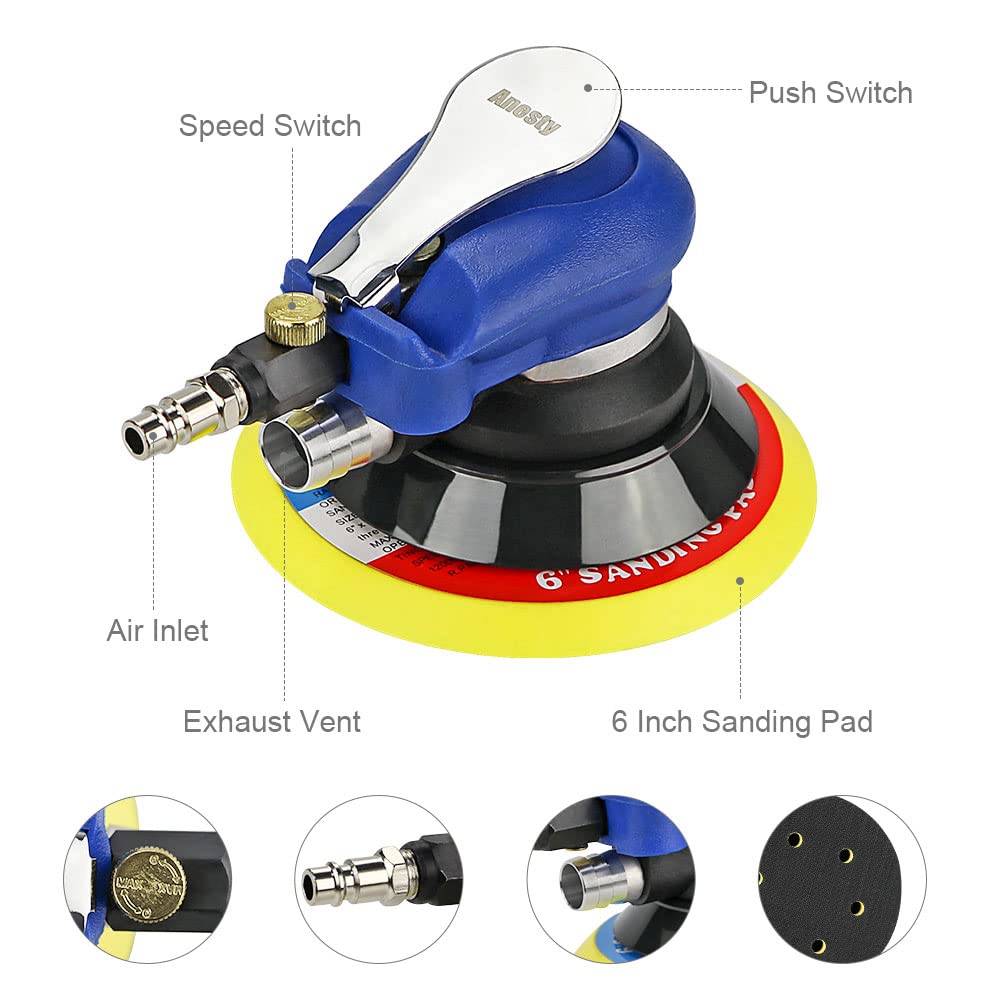 Anesty - Exzenterschleifer Druckluft Exzenterschleifer mit Scheibe Ø 150 mm 6 Zoll