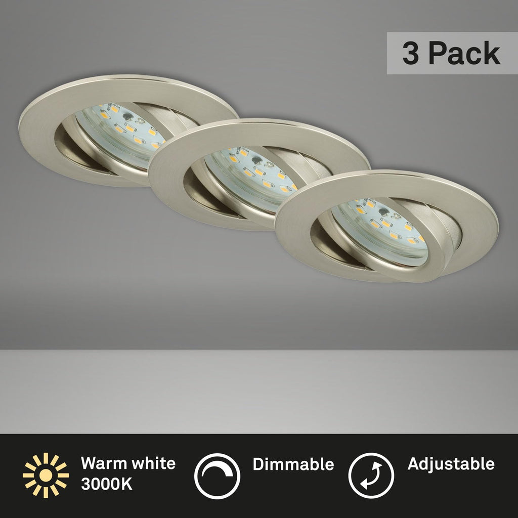 Briloner Leuchten LED Einbauleuchte, dimmbar, Einbaustrahler, LED Strahler, Spots, Deckenstrahler, Deckenspot, Lampen Wohnzimmer, LED Einbaustrahler 230v, Deckeneinbauleuchten, Einbaustrahler Set, schwenkbar, rund [Energieklasse A+]
