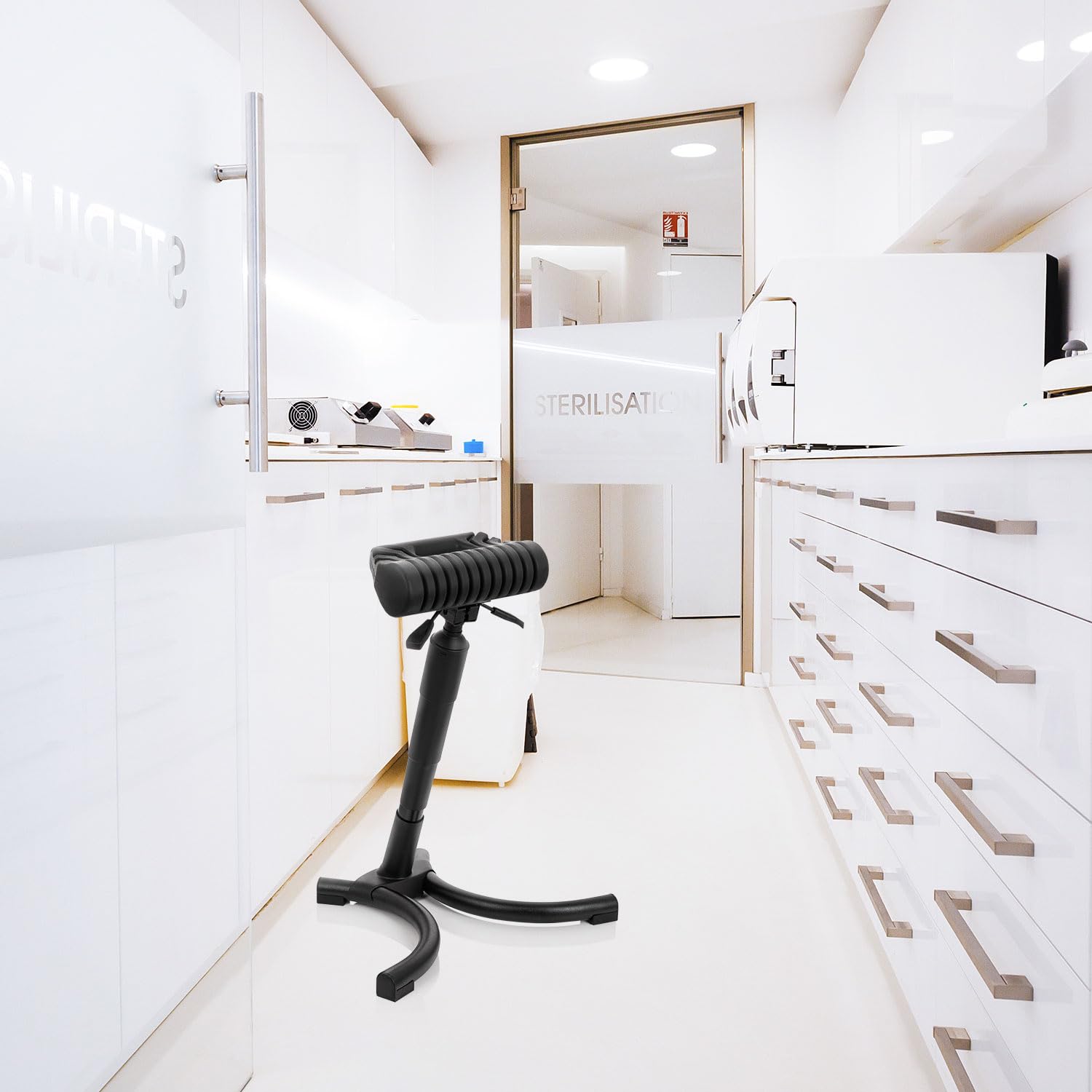 hjh OFFICE 830025 Stehhilfe TOP Work 33 Hartschaum/Metall bequemer Arbeitsstuhl, Stehhocker ergonomisch, höhenverstellbar