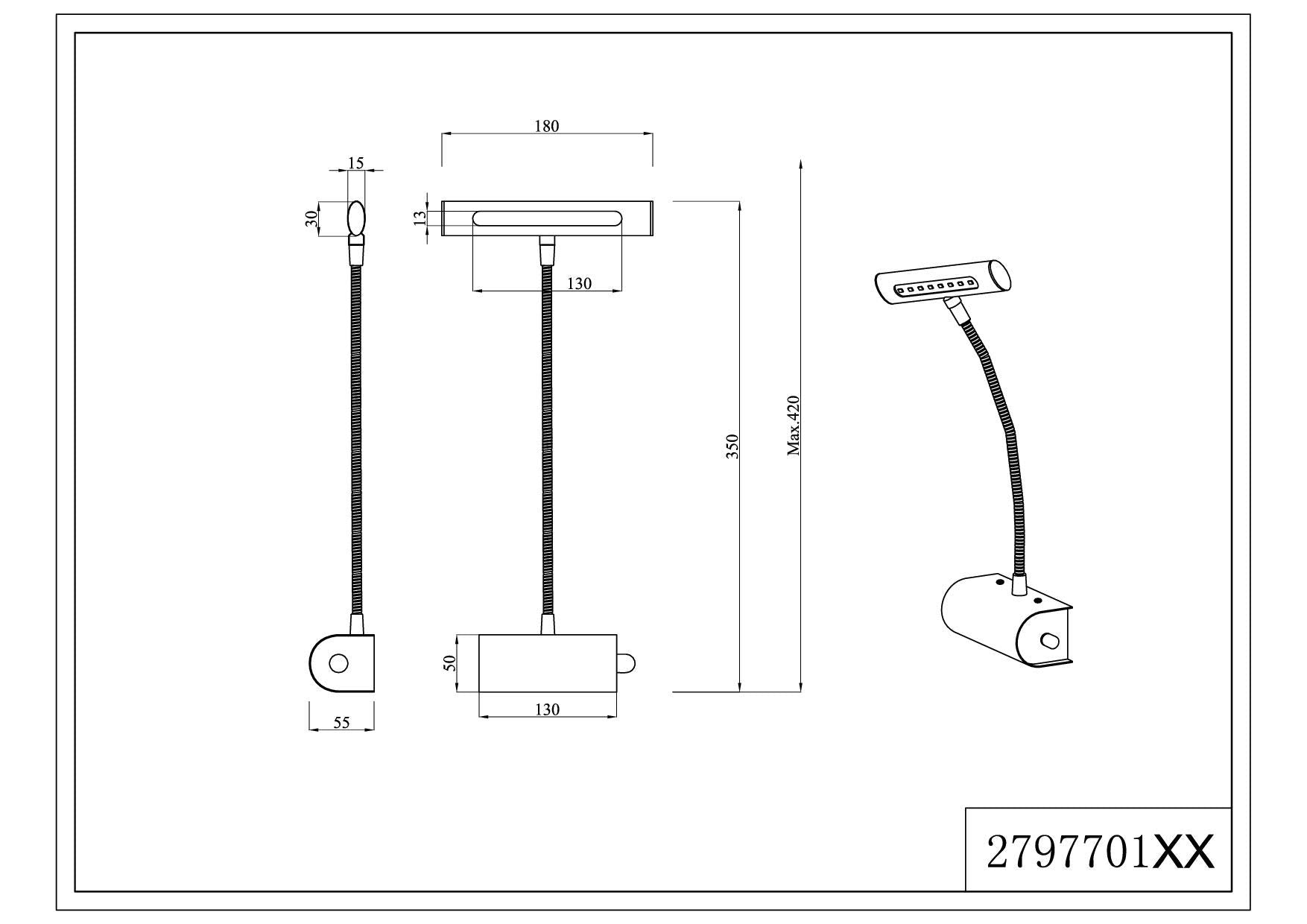 Trio Leuchten LED Wandleuchte Curtis 279770104, Metall altmessing, 1x 4 Watt, Flexarm, Dimmer