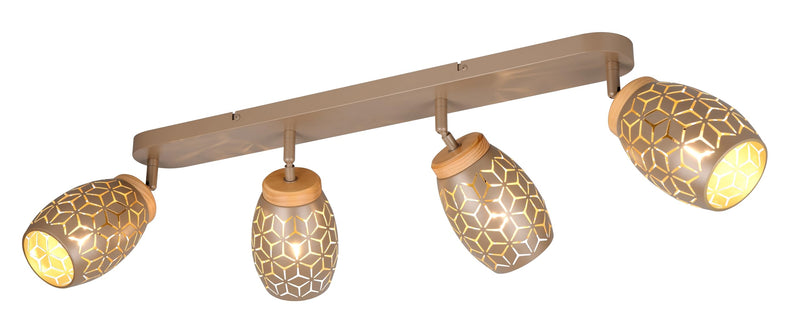 Reality Leuchten Spotbalken Bidar R81574065, Metall Coffee, exkl. 4x E14