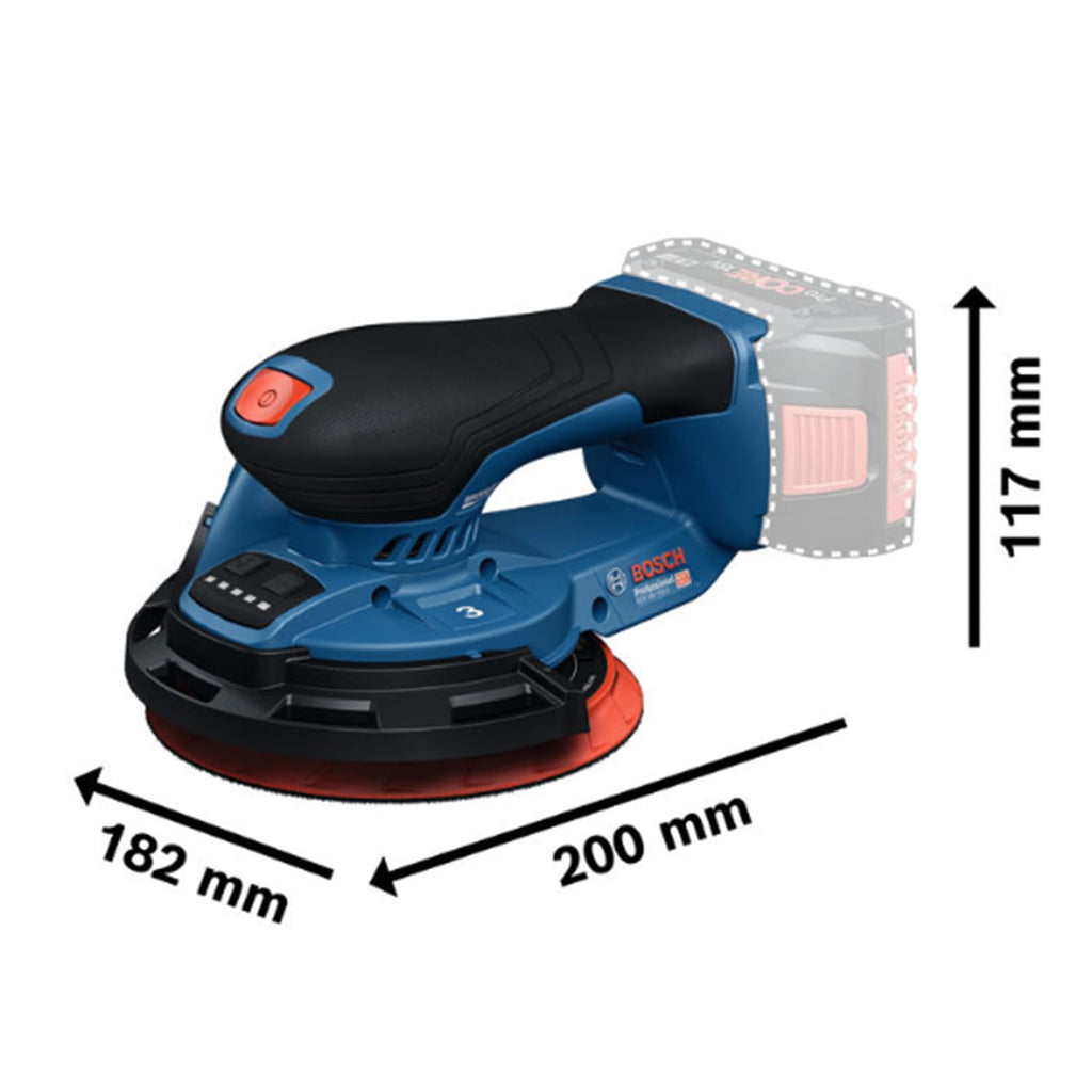 Bosch Professional 18V System Akku-Schleifer GEX 18V-150-3 (inkl. 1x Schleifpapier, 1x Staubbox, 1x Schutzring, L-BOXX 162)