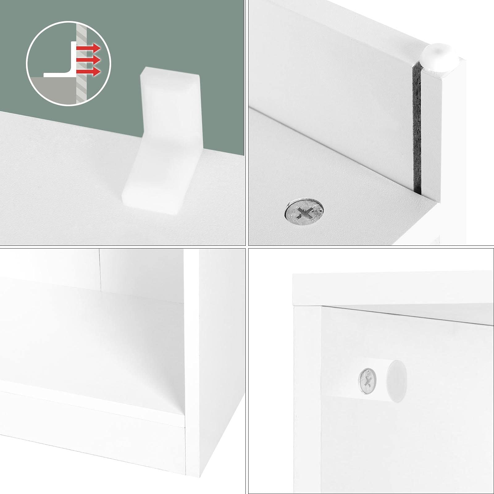 VASAGLE Bücherregal, Regal mit 3 Fächern, Standregal, mit höhenverstellbaren Ablagen, für Wohnzimmer, Kinderzimmer, Büro, 24 x 40 x 93 cm, weiß LBC103W