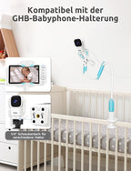 GHB Babyphone mit Kamera 5 Zoll 350° Rotation 5000mAh 720P Nachtsicht VOX-Modus Digitalzoom GegensprechfunktionTemperaturanzeige ABM720C