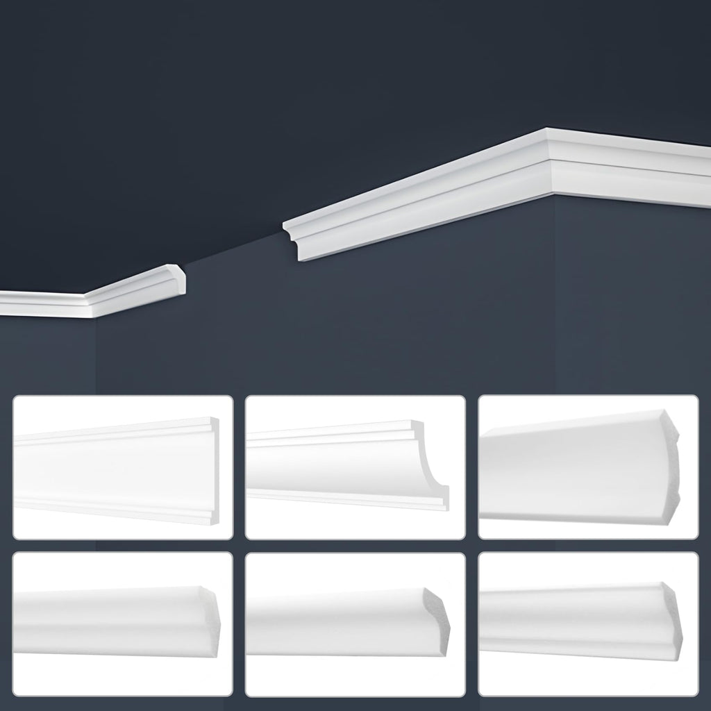 MARBET DESIGN Stuckleisten XPS Styropor weiß - LED indirekte Beleuchtung Stuck Wandleisten Profil E-Leisten - (20 Meter / 10 Leisten E-44)