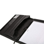 Alassio 30067 - Reißverschlussmappe DIN A4 LORENZO, Schreibmappe in schwarz Organisationsmappe ca. 34 x 25 cm, Konferenzmappe mit Block, Einschubfächern, Stiftschlaufe und 4 Visitenkartenfächer