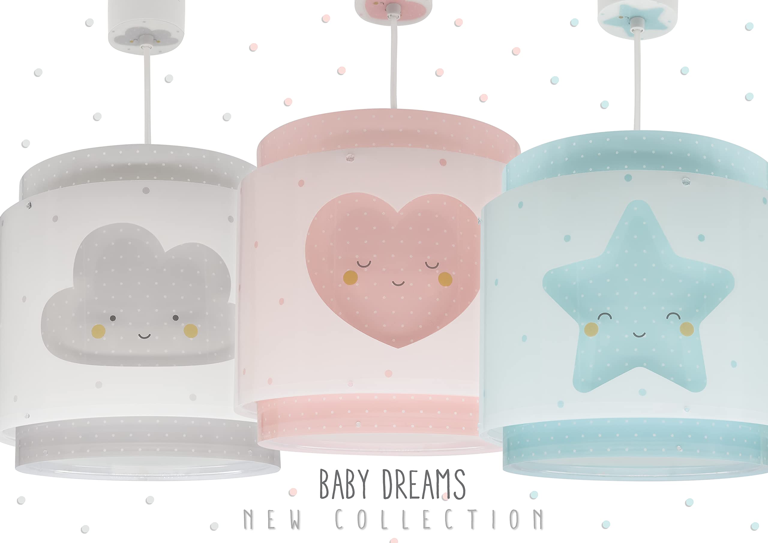 Dalber Lampe kinderzimmer, kinderlampe Pendelleuchte Hängelampe, Deckenleuchte Kinder, Deckenlampe kinderzimmer Baby Dreams Wolke Grau, 76012E, E27