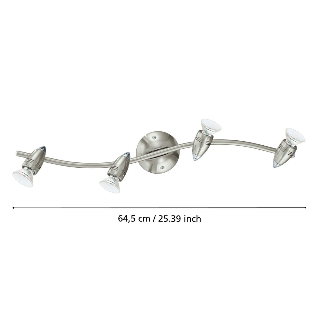 EGLO LED Deckenlampe Magnum LED, 4 flammige Deckenleuchte, Deckenstrahler aus Metall, Wohnzimmerlampe in Nickel-Matt, Chrom, Spots inkl. GU10 Leuchtmittel, warmweiß