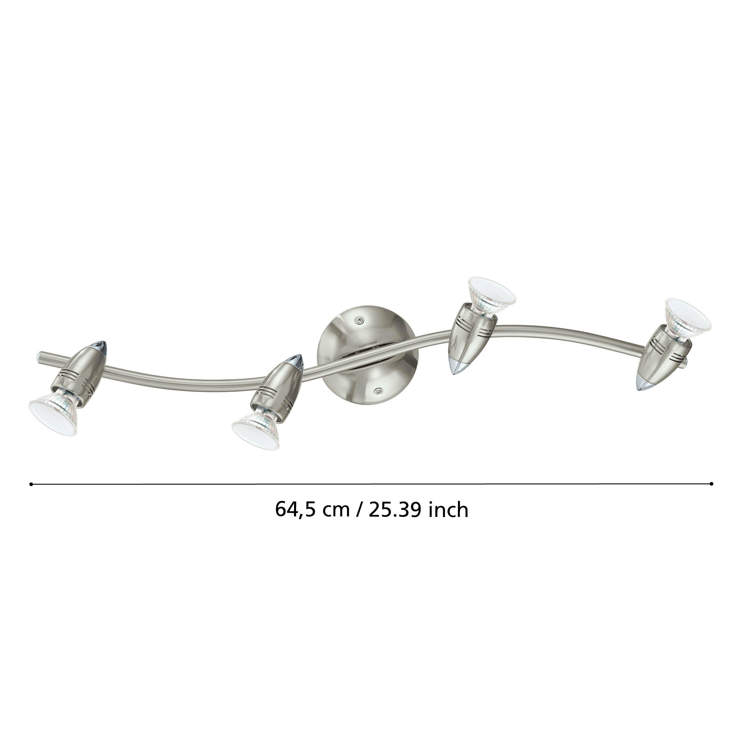 EGLO LED Deckenlampe Magnum LED, 4 flammige Deckenleuchte, Deckenstrahler aus Metall, Wohnzimmerlampe in Nickel-Matt, Chrom, Spots inkl. GU10 Leuchtmittel, warmweiß