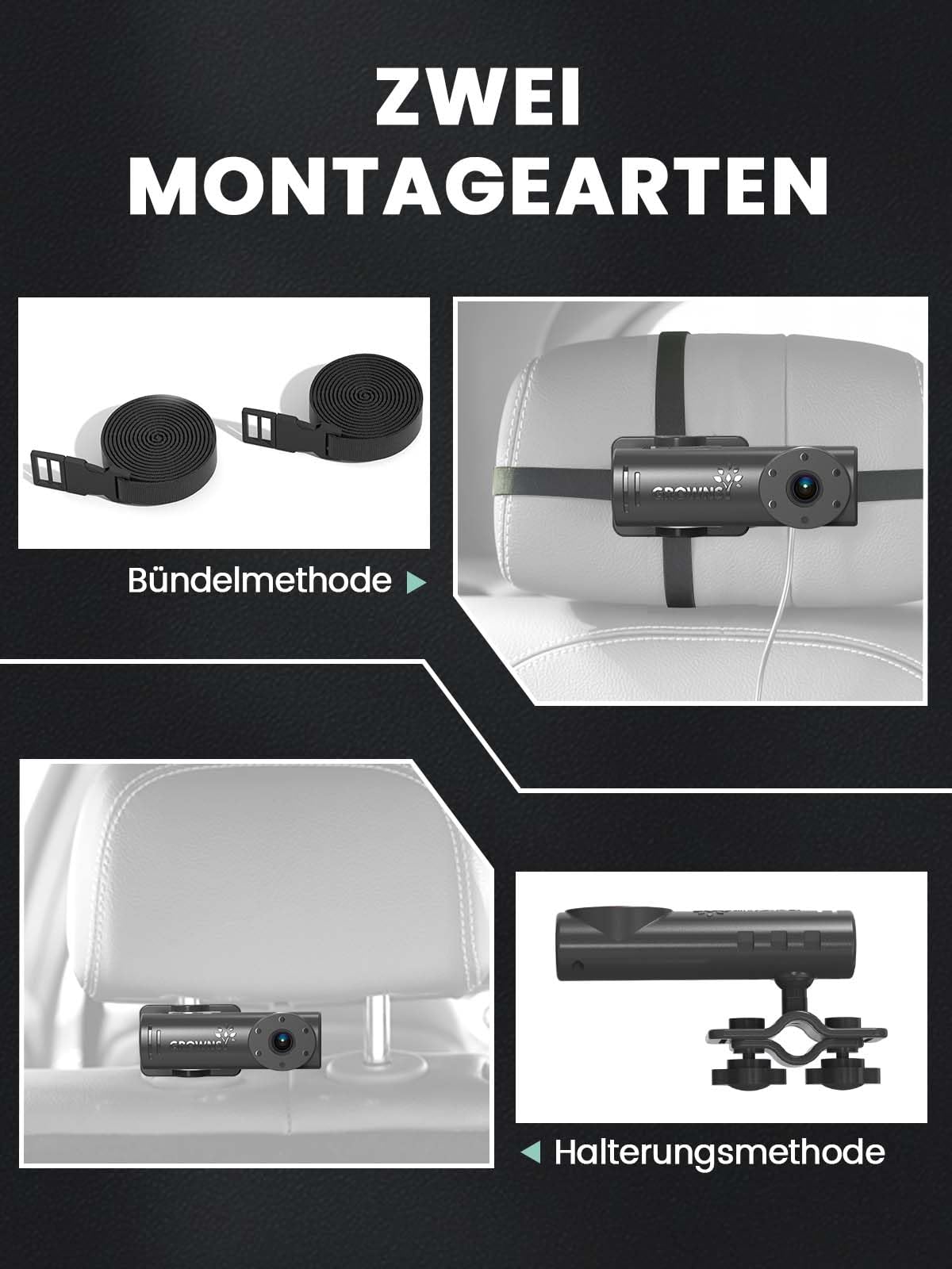 GROWNSY Baby Kamera Auto mit Nachtsicht und Weitwinkel, 4,3'' HD Spiegel Auto Baby rückbank, autospiegel Baby für rücksitz USB Plug&Play, Einfache Installation