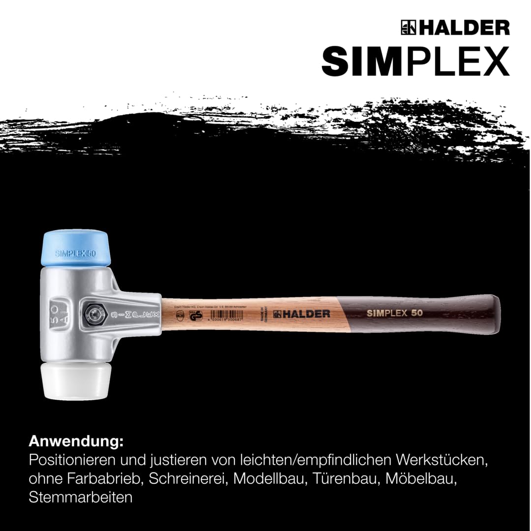 SIMPLEX-Schonhammer, TPE-soft/Superplastik; mit Aluminiumgehäuse und hochwertigem Holzstiel | D=30 mm | 3117.030