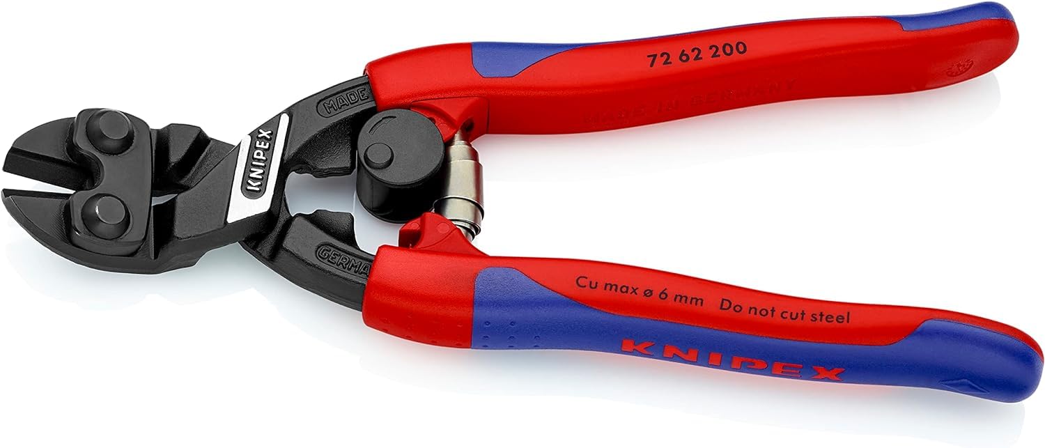 KNIPEX Kraft-Bündigschneider für Weichmetall und Kunststoff mit schlanken Mehrkomponenten-Hüllen 200 mm, 72 62 200