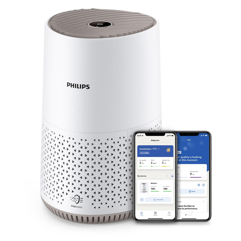 Philips Luftreiniger 600 Serie, Ultraleise und energieeffizient Für Allergiker, HEPA-Filter entfernt 99,97% der Schadstoffe, Für Räume bis zu 44m², App-gesteuert, Weiß (AC0650/10)