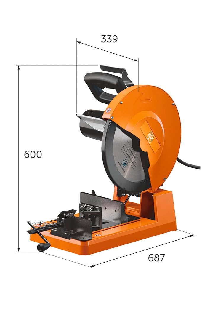 FEIN Metallkappsäge MKAS 355 Sicher, schnell und präzise sägen von Vierkantrohre bis 120 mm und Rundprofile bis 100 mm. Sägeblatt Ø 355 mm.