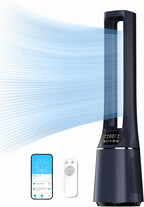 Midea MFP-120i (BL) 2 in 1 Turmventilator Leise 27dB Luftreiniger H13 True HEPA auf 47.6 ㎡ LED Display Fernbedienung Oszillation 12H Timer Kompatibel für Wireless Connection App Alexa Google