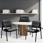 DUMOS edx Wartezimmer-Gästestühle 2er Set mit gepolsterten Armlehnen, Schreibtischstuhl aus PU-Leder, ohne Rollen, mit Lendenwirbelstütze und Metallrahmen, für Büro, Konferenzlobby