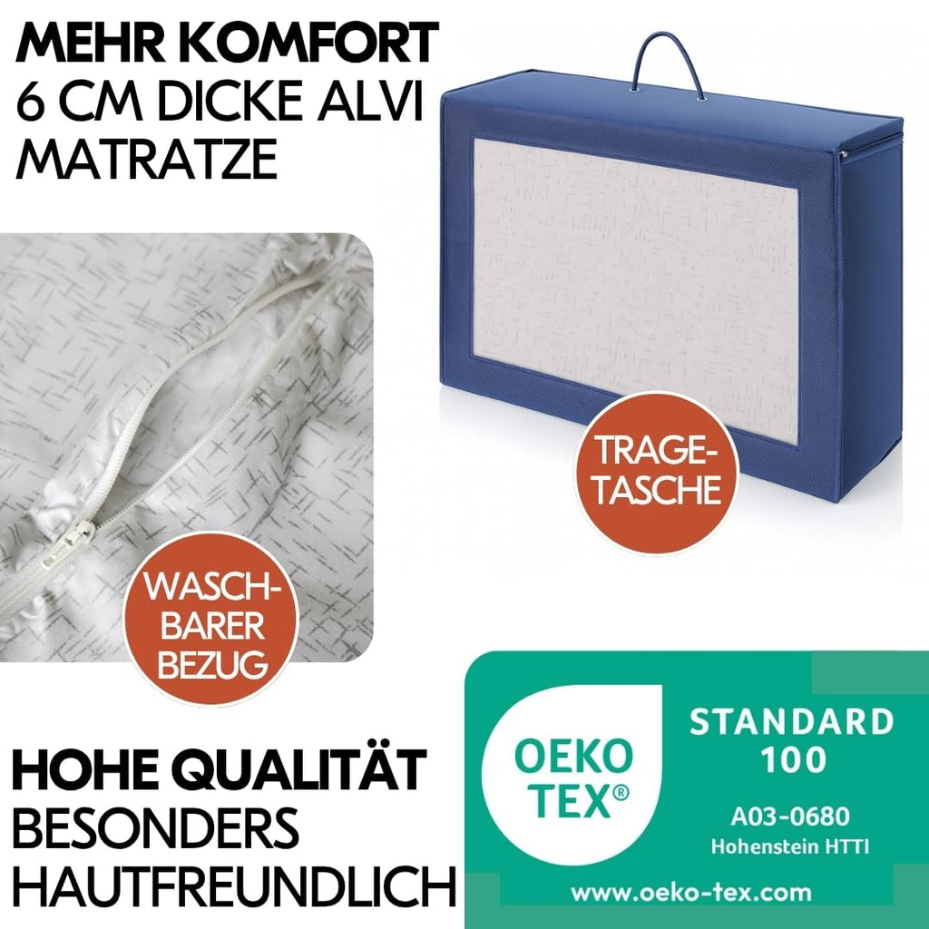 hauck Baby Reisebett Set Dream N Play mit extra Alvi Komfort Matratze und Moskitonetz - faltbares Kinder Babyreisebett mit Tasche - Beige